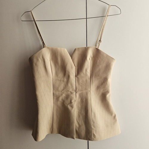 ZARA μπεζ κορσέ τοπ με λεπτές τιράντες