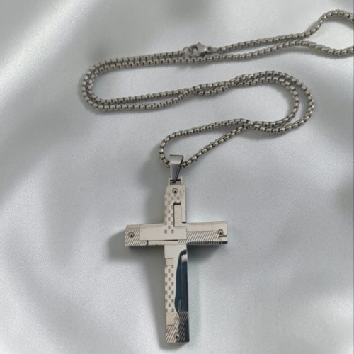 Multilayer heavy cross 8 grams 6 cm silver color new