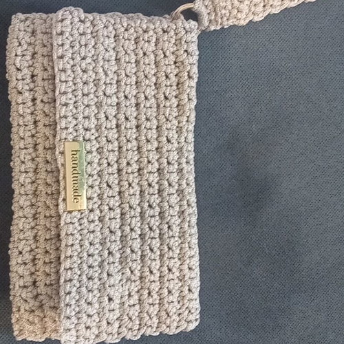 Handmade bag new, beige with gold details