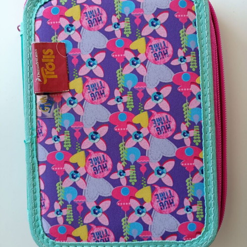 Trolls pencil case used, filled