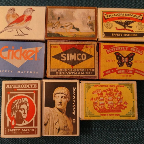 Matchboxes used vintage collection Dimex Trend Cricket Simco Falcon