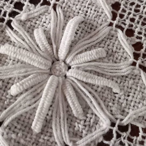 Handmade knitted tablecloth used, diameter 1.30
