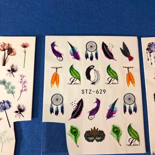 Water Nail Stickers set of 5 used, full nail