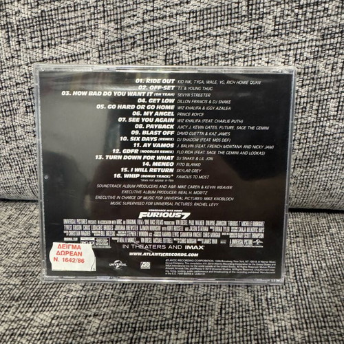 Furious 7 Original motion picture soundtrack new, still sealed