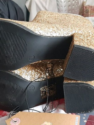 Μποτάκια ankle boots καινούργια, χρυσαφί, μέγεθος 36