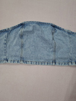 Pink Woman denim strapless bustier new, size S