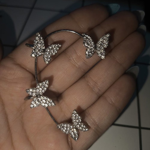 Silver Cuff with Butterflies Like New, Right Ear, 1 Piece