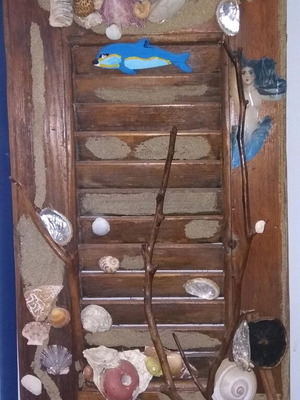Wooden shutter refurbished for room decoration 70x30