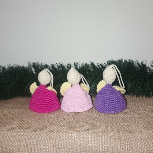 Set of Christmas decorative handmade knitted angels, new