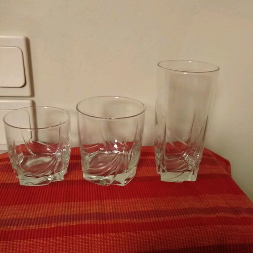 Glass set of 12 used embossed design glasses