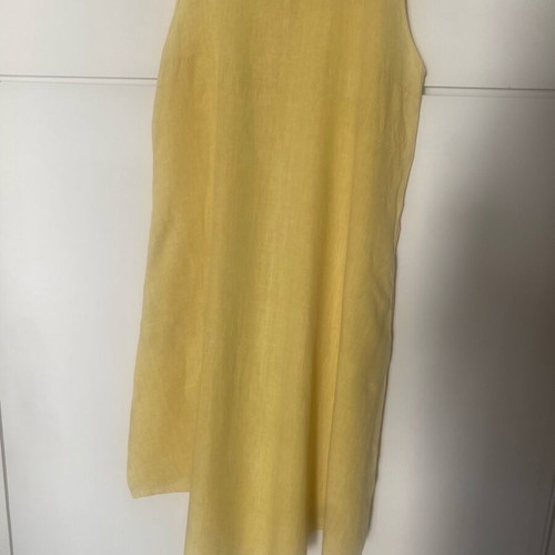 Linen dress used with pockets, yellow, size 3