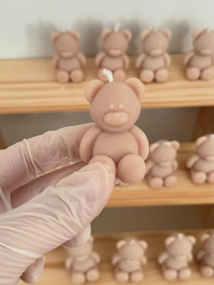 Bear-shaped candle plant-based soy wax, pack of 15 in gift bag