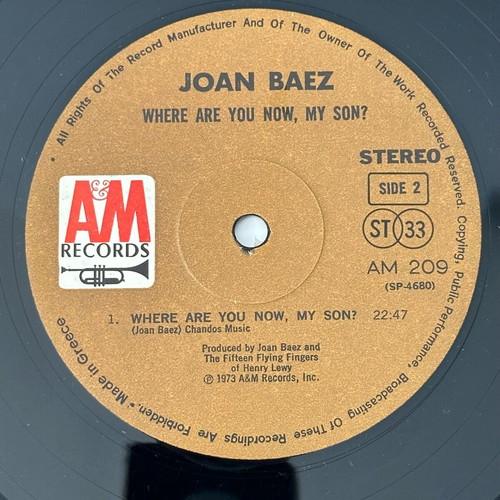 Joan Baez Where Are You Now My Son record like new, rock