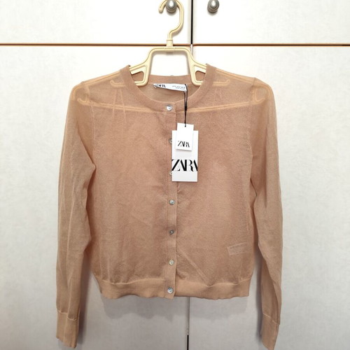 Zara short cardigan new, beige, see through, size S