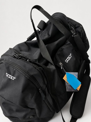 Polo travel bag new, black, unisex with detachable small backpack