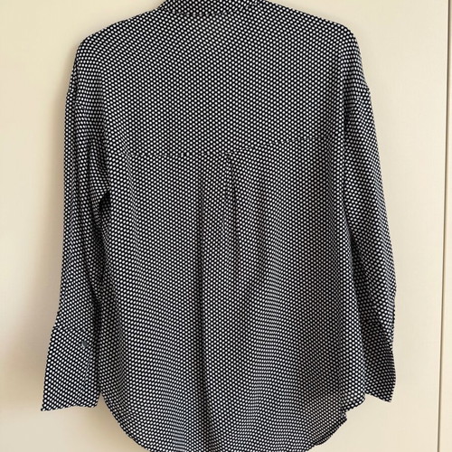 Mango women's black and white polka dot shirt like new with pearls