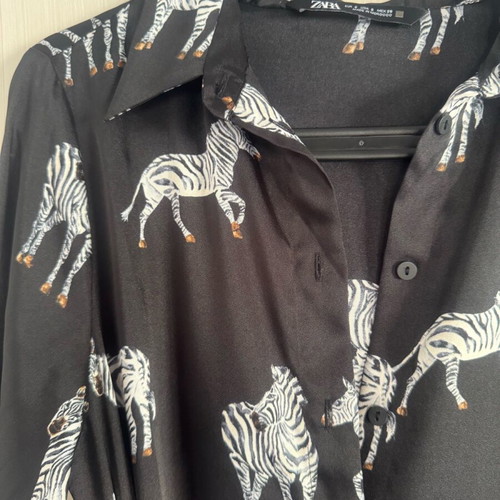 ZARA zebra print shirt dress like new, black midi