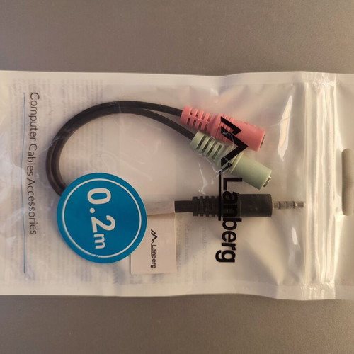 Lanberg audio cable microphone headphone splitter new 20cm