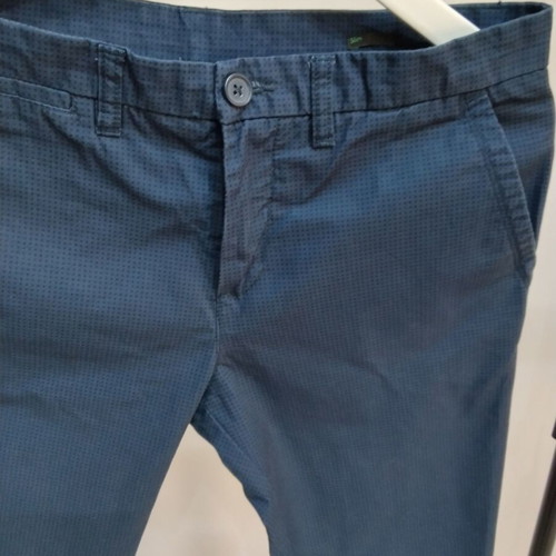 Benetton Chino pants like new, dark blue with micro-pattern, size S