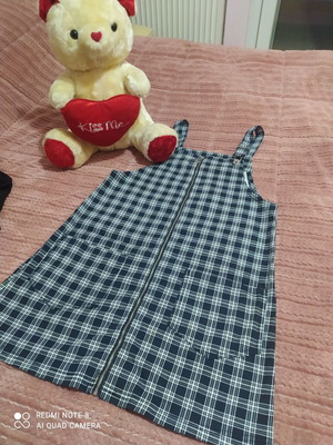 H&M dungaree dress like new, short sleeveless, black and white