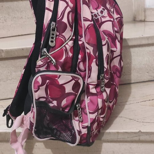 Polo school backpack used, pink fuchsia design
