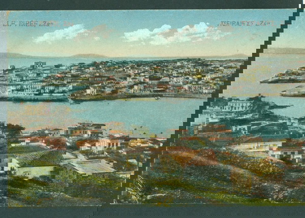 СТАРА ПОЩЕНСКА КАРТА " ПИРЕЯС - ЗЕА " ИЗПРАТЕНА. 1914. В МНОГО ДОБРО СЪСТОЯНИЕ