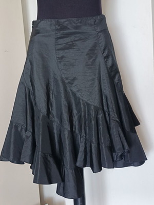 Motivi asymmetric skirt with ruffles black like new