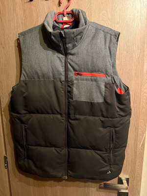 Adidas vest used with hood, grey/black/orange, size L