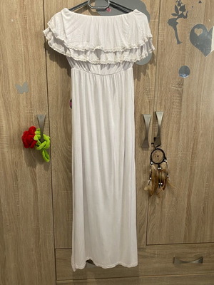 White Strapless Long Dress Size M Like New