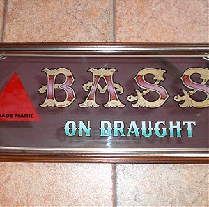 Συλλεκτικός Διαφημιστικός Καθρέφτης για την Ζυθοποιία Bass (Μπύρα ''BASS ON BRAUGHT''), σε Κορνίζα με Διαστάσεις 0,35 Χ 0,80 cm.