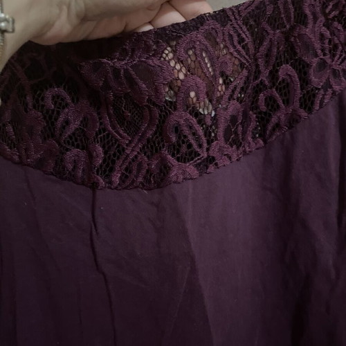 Purple Long-Sleeve Blouse With Lace Like New