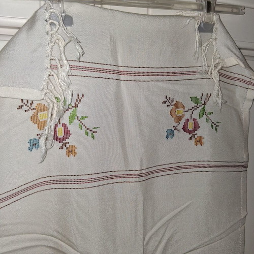 Embroidered table runner 110×45 cm like new with fringes