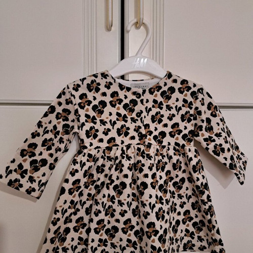 Yell-ow baby dress like new with brown-black flowers for girl up to 9 months