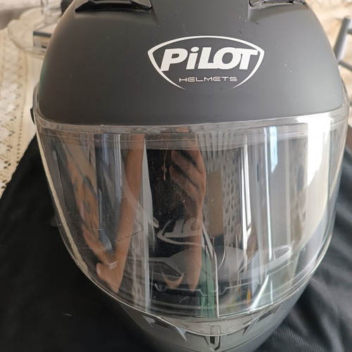 Pilot Helmets motorcycle helmet, matte black, size S