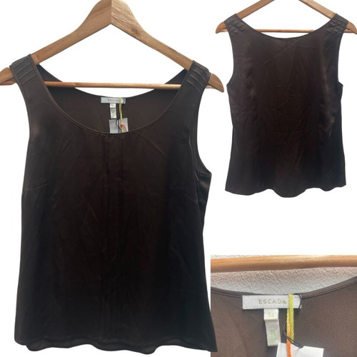 Escada Brown Sleeveless Satin Top used, size XS