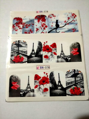 Αυτοκόλλητα Νυχιών Νερού Σετ 2 Τεμ. Full Nail BN-378, BN-377 Καινούργια