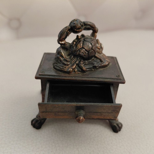 Vintage metal pencil sharpener with Cancer zodiac sign, 1970s