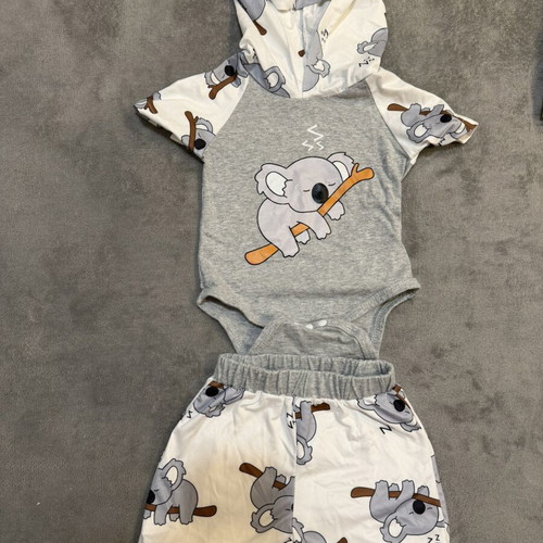 Set with Hooded Romper and Shorts with Koala Print like new