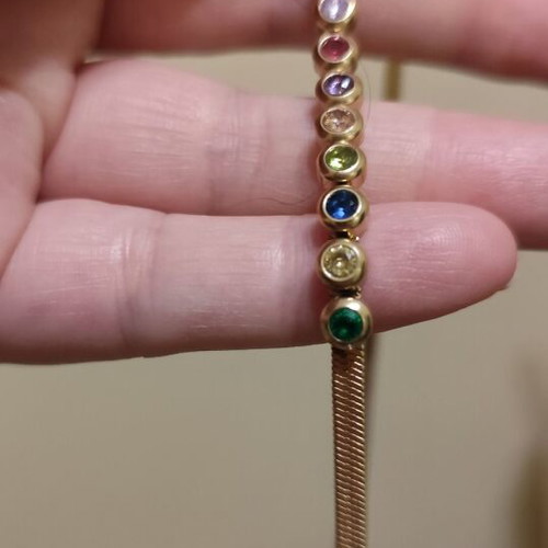 Gold-plated 14K necklace with multicolor zircon like new