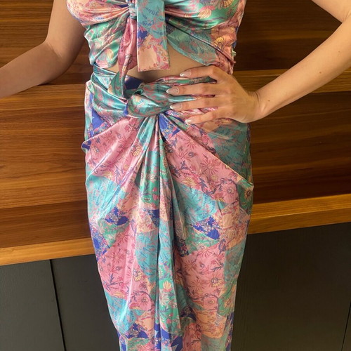 Iraida satin set new, one size top and small skirt