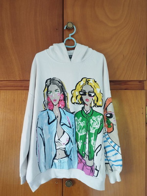 Women's multicolor hoodie sweatshirt, XL