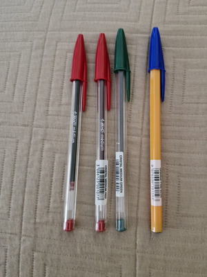Bic pens set of 4, red, blue and green