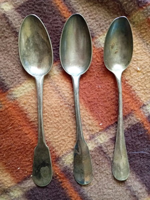 Vintage spoons used, set of 3 with stamps