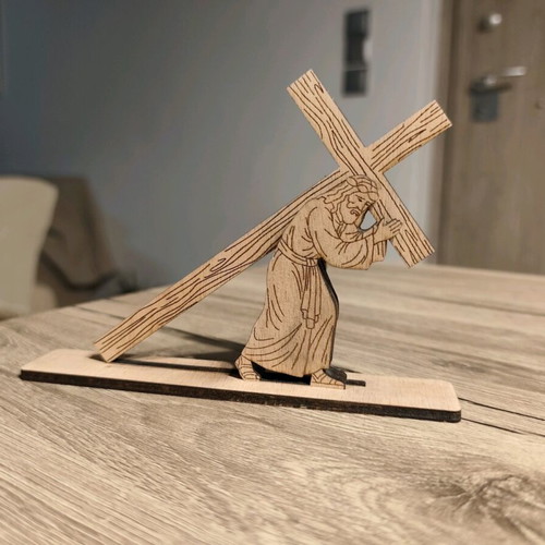Handmade wooden decorative figure Christ Carrying the Cross new
