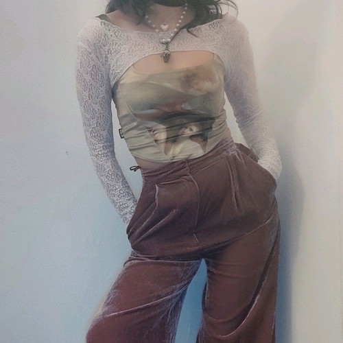 Minga London Alpine Gold Velvet Corset Crop Top new XS beige red