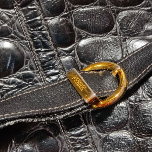 Ferre Original Vintage 90s Black Leather Shoulder Bag used