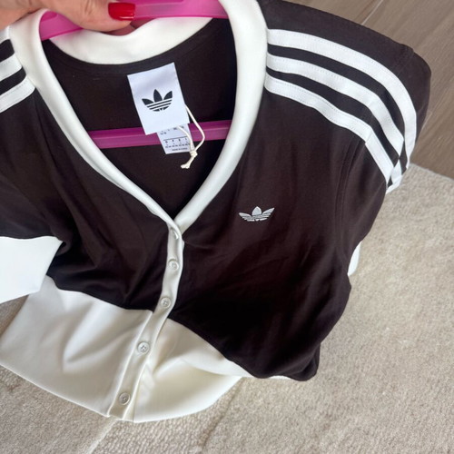Adidas cropped jacket like new, soft cotton, brown, size L
