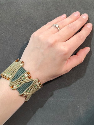 Macrame bracelet handmade new, khaki color