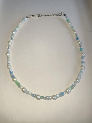 Handmade summer necklace with pastel pearls