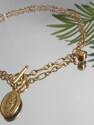 Κολιέ με Κωνσταντινάτο, φλουράκι και αιματίτη, καινούργιο, χειροποίητο